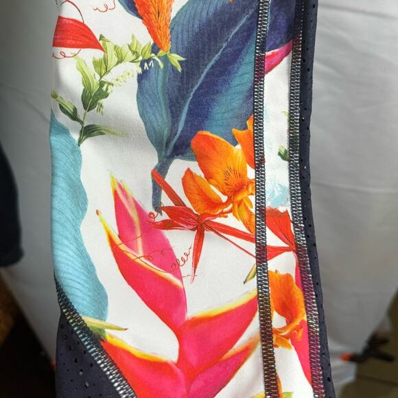 Athleta Tropical Precision Womens S Leggings Navy Floral Sheer Mesh Workout - Picture 7 of 11